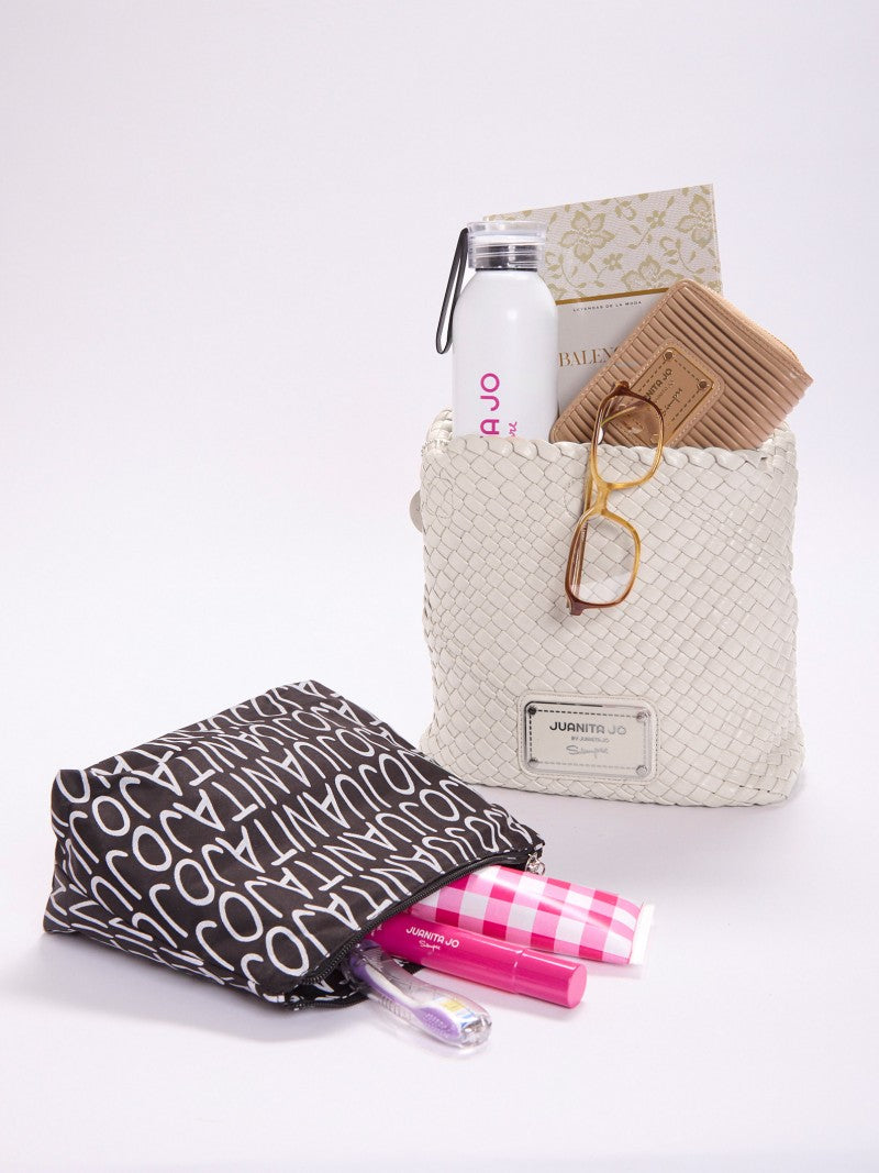 Set Lazo: Cartera Chica + Sobre Pouch Cuadrado Crema
